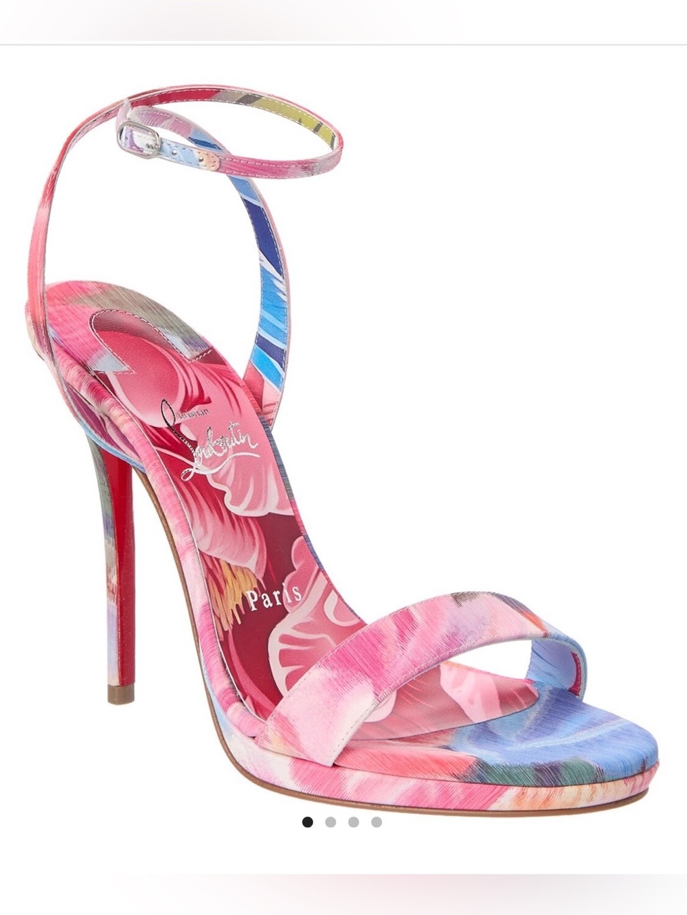 CHRISTIAN LOUBOUTIN MISS Z SANDAL QUEEN 120 PINK PEONY SILK LEATHER HEEL SZ 38.5